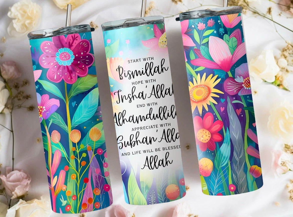 🌸Bismillah Flower Tumbler