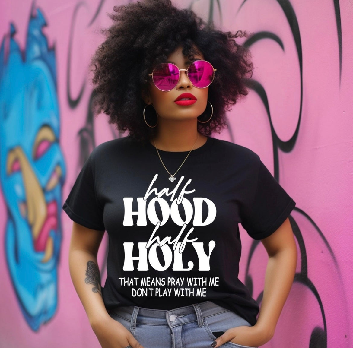 🌸Womens Half Hood Half Holy Tee