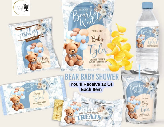 🌸Blue Bear Baby Shower Party Favor