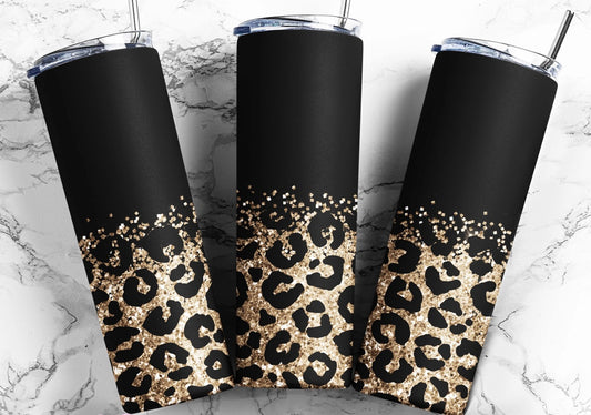 🌸Glitter Gold Leopard Tumbler