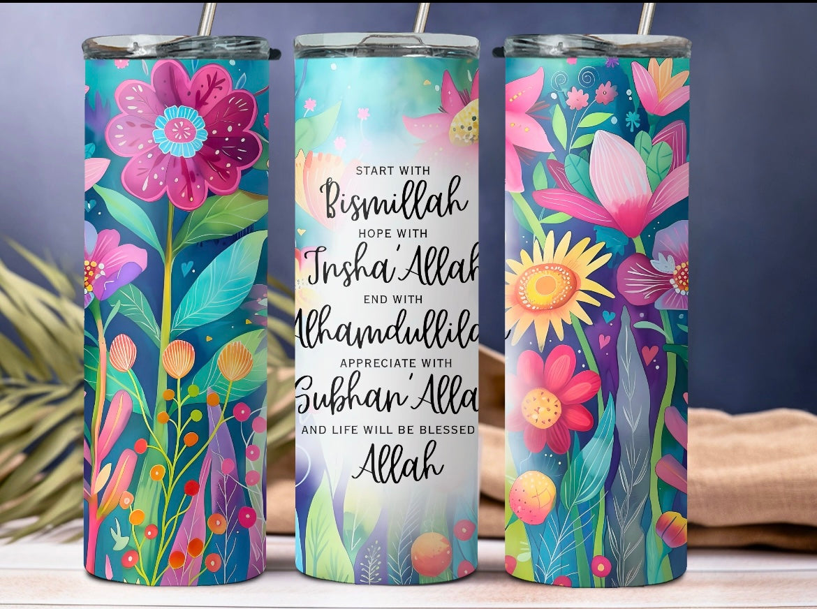 🌸Bismillah Flower Tumbler