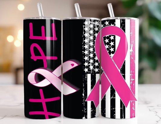 🌸Pink Hope Flag Tumbler