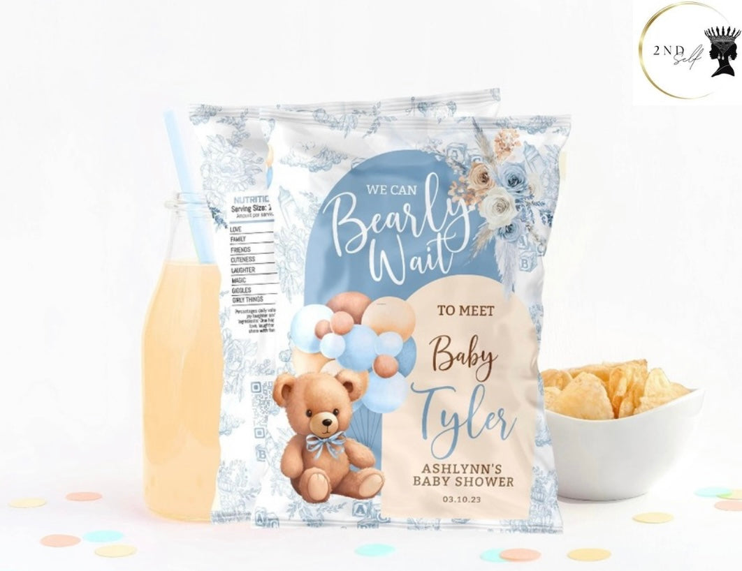 🌸Blue Bear Baby Shower Party Favor